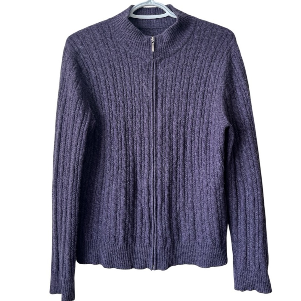 CASHMERE Full Zip Cable Knit Cardigan with flaw